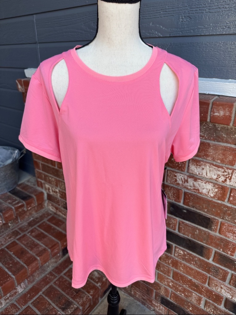 TAIL Activewear Pink Cold Shoulder Cutout Top XXL Athletic Golf Tennis Shirt